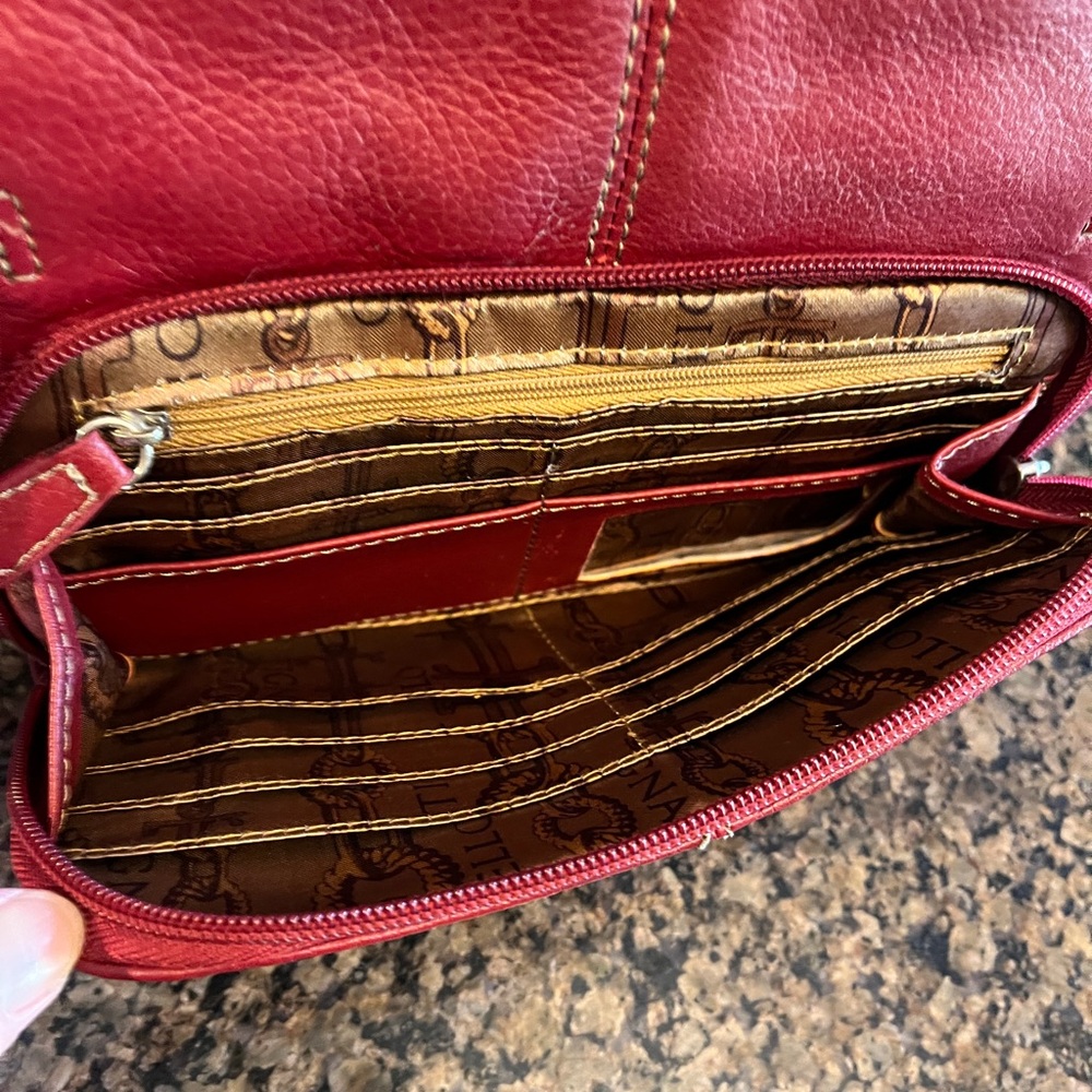 Tignanello Red Leather Crossbody Bag - Picture 5 of 8